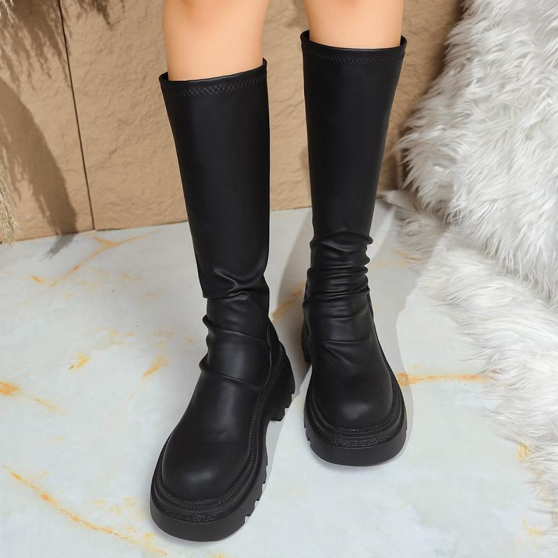 High Knee Heel Boots - Stivali al ginocchio neri sexy con