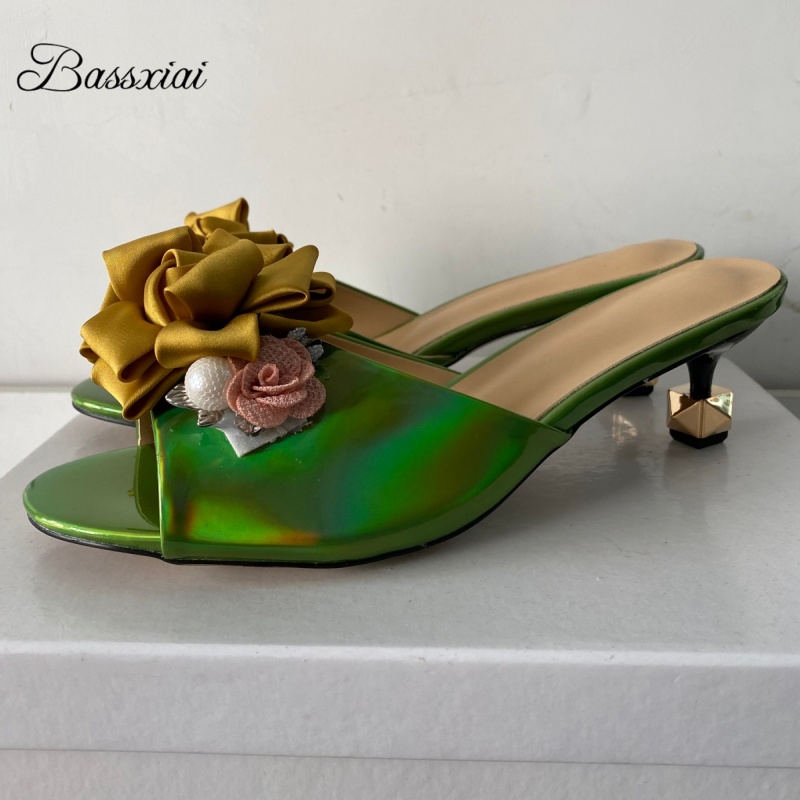 Women'S Shoes Kitten Heels - Sandali con fiori fatti a mano
