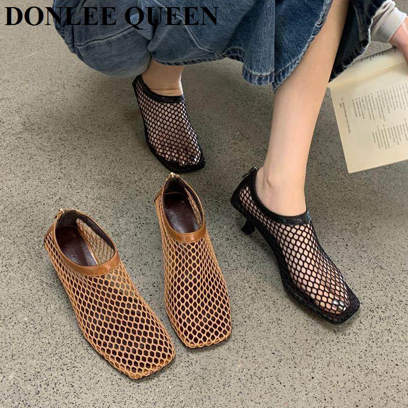 Women'S Shoes Kitten Heels - Sandali mule vintage con punta quadrata