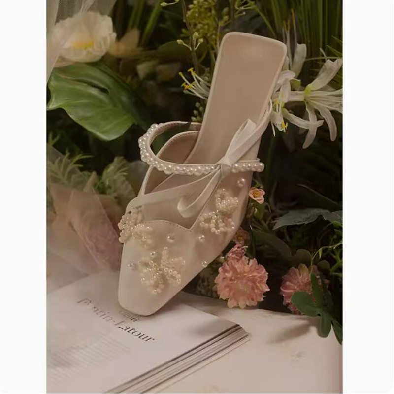Perline di perle fiocco cintur - Women'S Shoes Kitten Heels recensione e prezzo